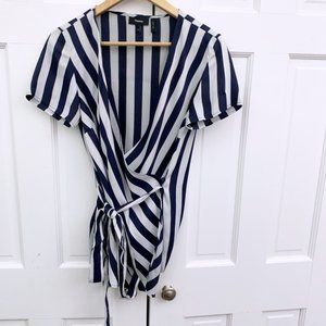 Theory Kimono Wrap Top in Calton Stripe
